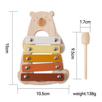 Musical Bear Xylophone Lightweight Xylophone with Mallet Compact Wooden Percussion Stick Sensory for Preschool
