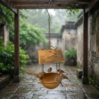 Hanging Bird Feeder Metal Bird Feeder with Tray Easy to Refill for Garden, Patio