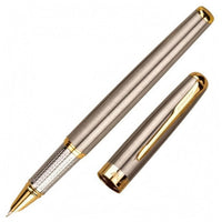 Two-Tone Steel Fountain Pen with Pocket Clip Silver and Gold Fountain Pen Classic Writing Instrument Refillable for Professionals, Calligraphers, Women, Office, Gift, Signature