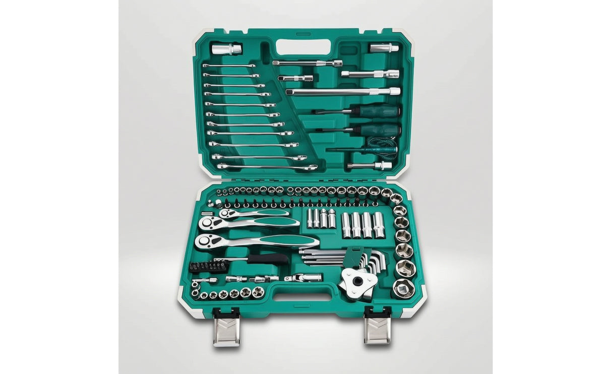 121 Pieces Automotive Repair Tool Collection Organized Mechanics Tool Set Portable Socket Set with Case for Vehicle Owners, Home Mechanics
