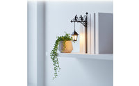 Clamp-on Bookshelf Ornament with Lantern Wrought-Iron Hanging Lantern with Bracket Antique-Inspired Display Lamp Ambient for Reading Corner