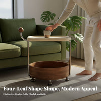 C-Shaped Rolling Side Table Movable with Casters C-Shaped Rolling Table Vintage Inspired Double-Levellevel Storage