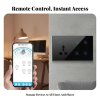 Universal Automated Wall Panel Timer Function Smart Switch Combo No Hub Required Touch Wall Panel with Outlet for Homeowners, Home, Bedroom, Hotel