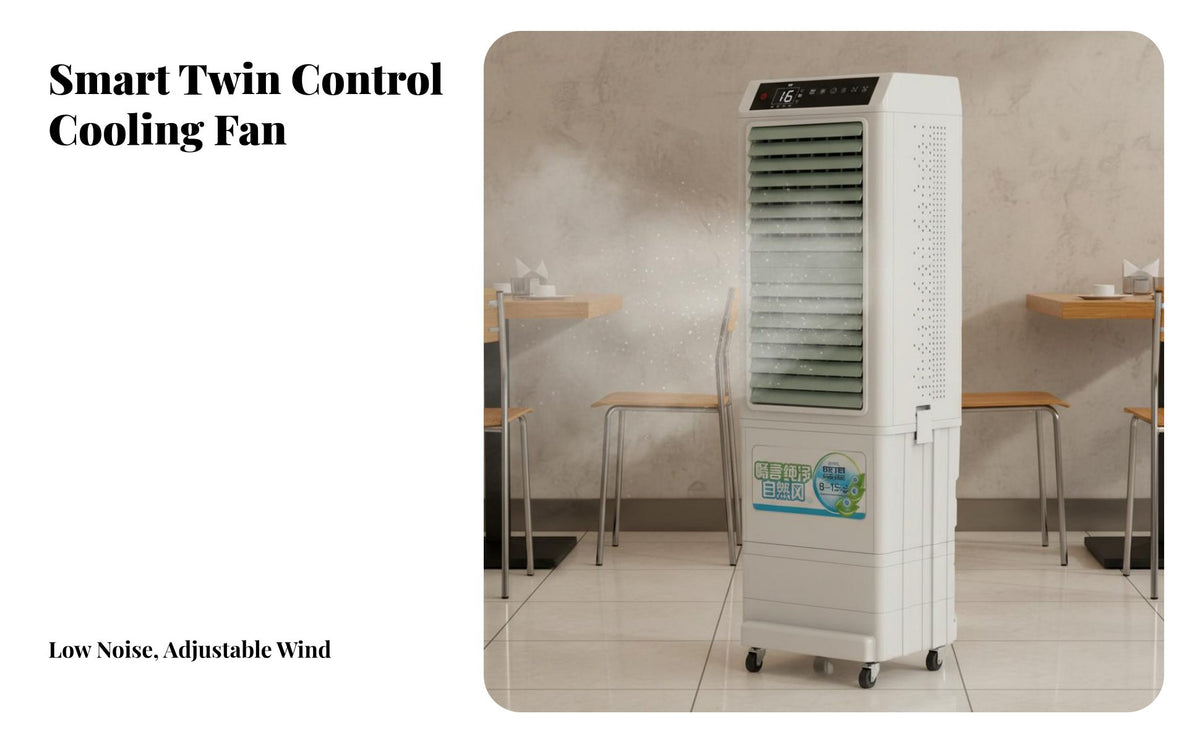 Portable Air Chiller Four Speeds Portable Water-Based Chiller Wide Angle Air Circulation Standing Cooling Fan for Renters, Adults, Restaurant