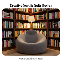 Nordic aesthetic Pumpkin-Shaped Sofa Statement Piece Upholstered Armchair Creative Design Accent Chair Small Space Solution for Apartment Dwellers, Business Owners, Reception Area, Hotel Lobby, perusing alcove, Bedroom