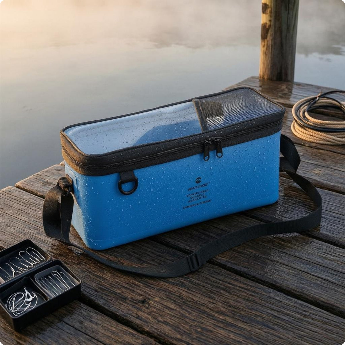 Fishing Tackle Storage Bag Transparent Top Rectangular Tackle Bag Mesh Textile Zippered Closure