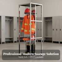 Stainless Steel Fire Suit Rack Rust-Resistant Double-Sided Turnout Gear Rack Heavy Duty Firefighter Gear Locker for Firefighting Personnel