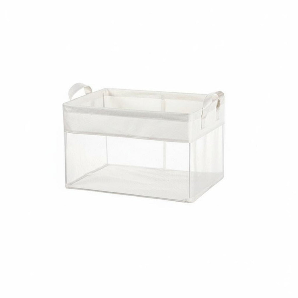 Foldable textile Box with view panel two-approachdirection closures textile Box with view panel Lidded