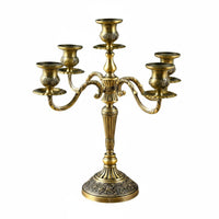 Elegant Design Bronze Candelabra Ornate Carved Base Metal Candelabra Romantic Mood Metal Candle Holder Long-Lasting for Wedding