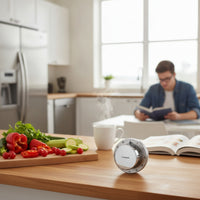 Stainless Steel Cooking Timer Battery Mechanical Dial Timer No Required for Students, Teachers, Cooking, Classroom, Office