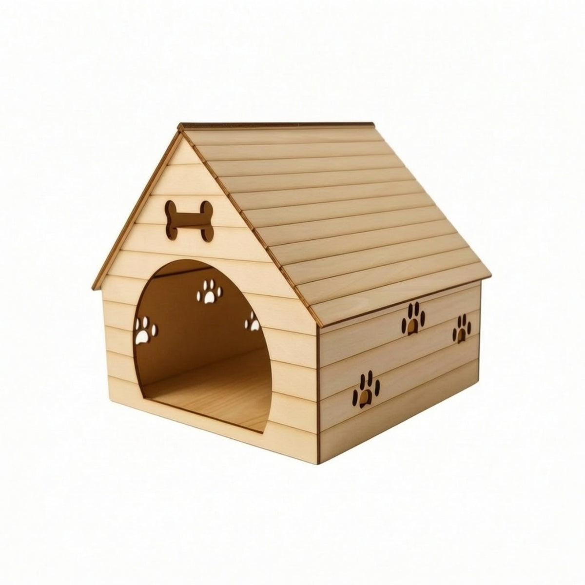 Miniature Dog House Paw-Print Dollhouse Doghouse Compact Wooden Pet House Prop for Photographers