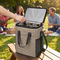 Gift Bag for 6 Bottles with Shoulder Strap, Insulated Oxford Cloth Tote Bag for Travel Picnic, Waterproof Thermal Bag, Handheld Ice Bag Travel