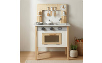 Wooden Play Kitchen Storage Shelf Toy Kitchen Set Interactive Knobs Young Cooks Playset