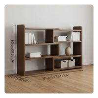 Space Saving Extendable Wooden Bookcase Multifunctional Retractable Floor Standing Shelf Multi-Tier Wooden Floor Standing Book Rack Sturdy Construction for Living Room, Bedroom, Small Areas, Hallway