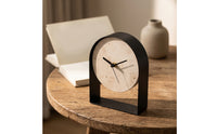 Clock with Stone Face Compact Arched Mantel Clock Minimalist Freestanding for Shelf
