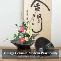 Japanese Flower Arranging Bowl Anti-Slip Ceramic Flower Arranging Dish for Home Stylists, Hobbyists