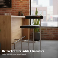 utilitarian design Round Top Backless Stool Commercial Grade Counter Chair With Footrest Seating Furniture Minimalist Design for Bar Owners, Customers, Homeowners, Coffee Shop, Restaurant, Kitchen Island, Living Room