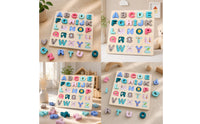 Wooden Letter Board Educational Wooden ABC Puzzle Early Learning for Young Children, Playroom