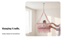Tassel Fringe Macrame Baby Swing Photography Prop Hanging Bassinet Indoor & Outdoor Use Nursery Decor Bohemian Design for Newborns, Photographers, Photo Shoots, Outdoors, Bedroom, Play Area