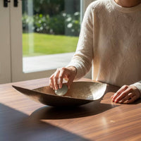 Aluminum Tray with Hammered Finish Textured Boat Tray Sculptural Display Plate for Home Stylists, Interior Designers, Reception Area