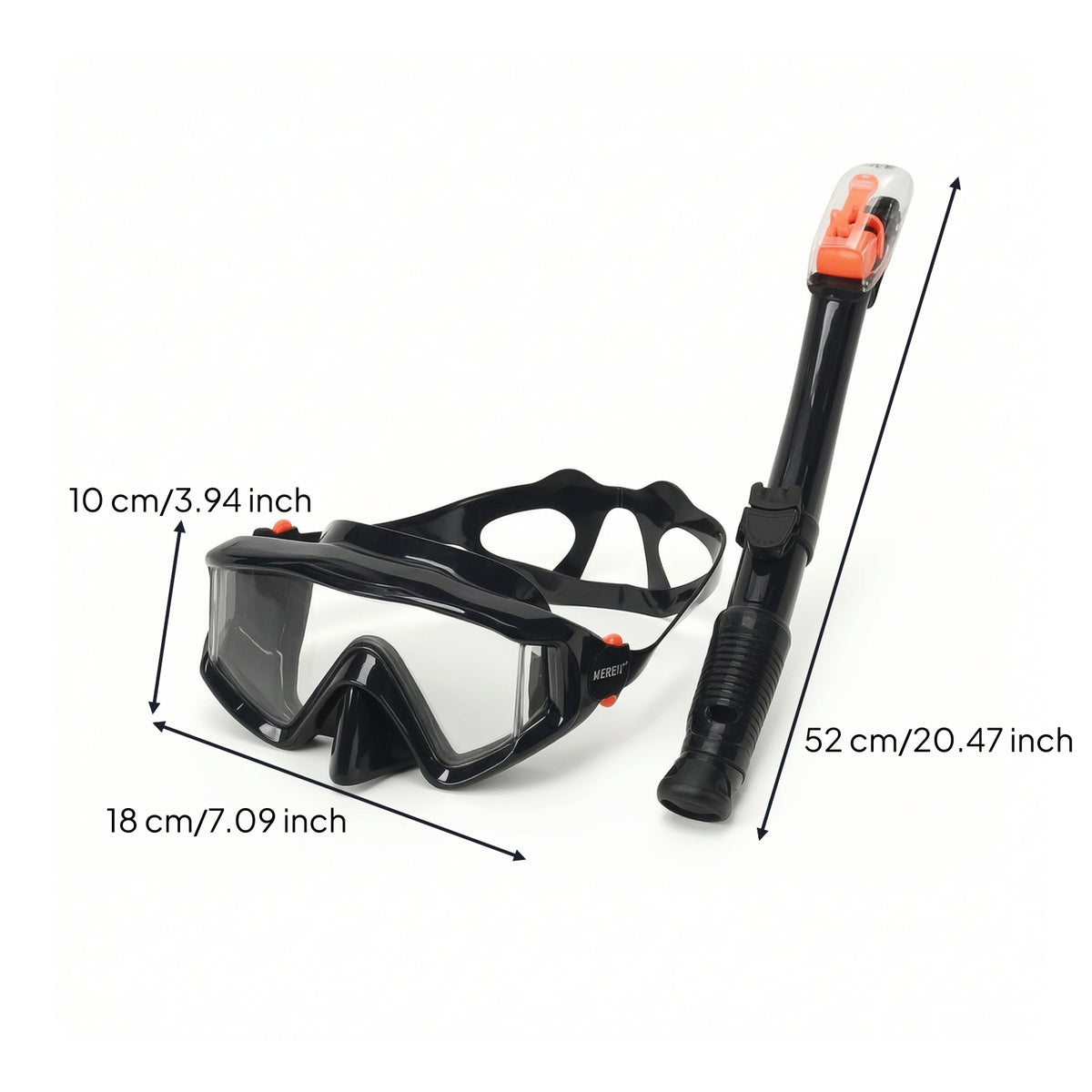 Wide-View Snorkeling Mask with Snorkel Tempered-Glass Gear Comfortable for Adults, Swimmers, Vacation