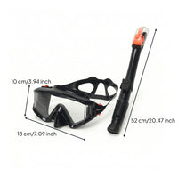 Wide-View Snorkeling Mask with Snorkel Tempered-Glass Gear Comfortable for Adults, Swimmers, Vacation