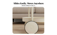 Space-Saving Cream Design Trolley Versatile Mobile Side Table Wooden Handle Multi-Tier Storage Trolley for Apartment Dwellers, Design Enthusiasts, Living Room, Small Areas, Bedroom, Kitchen