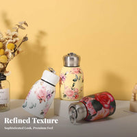Keeps Drinks Hot or Cold Floral Print Vacuum Flask With Carrying Loop Insulated Water Bottle Leak-Proof for Women, Adults, Daily Use, School