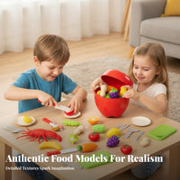 22 Pieces Realistic-Looking Play Kitchen Food Set Bright Colors Kids Kitchen Food Set Smooth for Children