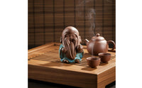 Unique Design Fu Lu Shou Statue Easy to Clean Chinese God of Fortune Figurine Zisha Clay Tea Pet for Collectors, Office Desk, Bookshelf