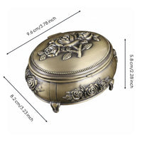 Vintage Metal Jewelry Box Presentable Storage Decor Rustproof for Vanity