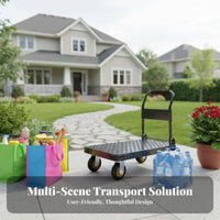 High Load Capacity Foldable Platform Cart Space Saving Foldable Platform Truck Textured Non-Slip Surface Steel Push Cart Dolly Multipurpose for Delivery Personnel, Maintenance Personnel, Office Workers, Factory, Workshop, Stockroom, Garage