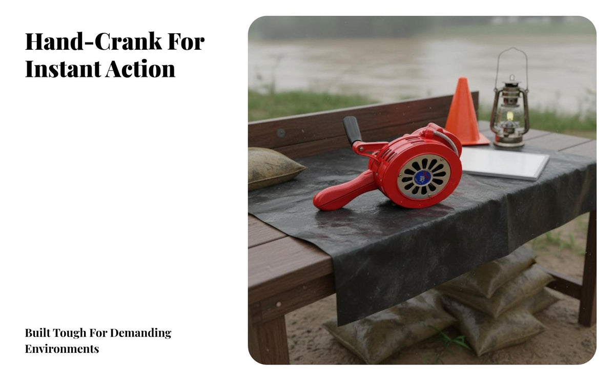 No Power Required Hand Crank Siren Sturdy Aluminum Body Manual Emergency Alarm Loud Sound Hand Operated Air Attack Siren Long Range for Initial Responders Preppers, Construction Sites, Fire Exercises, Factories, Outdoor Activities