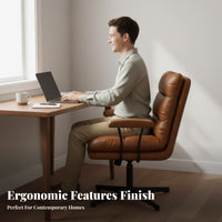 Height Adjustable Upholstered rotating Seat Ergonomic spine Support Upholstered Caster Chair Modern Design Office Furniture Soft Upholstery for Remote Workers, Students, Adults, Study Room, Bedroom, Small Spaces