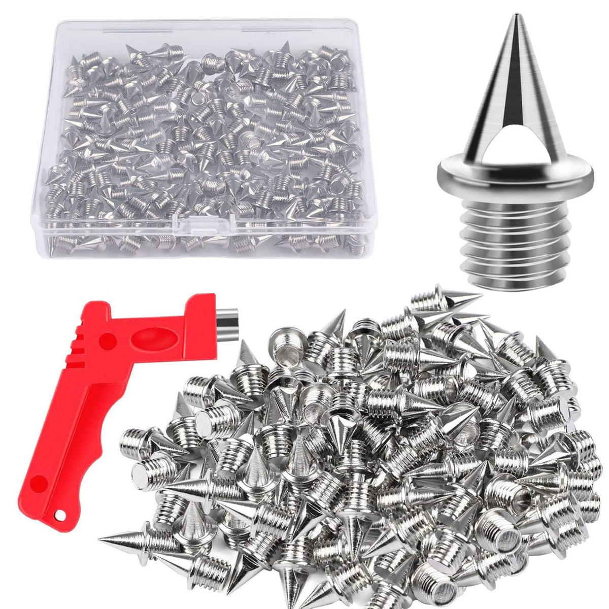 120 Pieces Screw in Shoe Spikes with Wrench Track Spikes High Traction Metal Running Cleats for Golfers, Golf Course