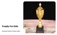 Custom Engraving Kindergarten Prize Award Cup Lightweight Plastic Gold Award Cup Golden Finish Engravable Award Cup Creative Design for Students, Teachers, Event Organizers, School Events, Competitions, Training Programs, Parties