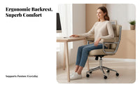 Adjustable Height Tufted Rolling Armchair Comfortable Padded Seat Desk Chair Ergonomic Backrest Office Furniture 360-Degree Swivel for Telecommuting Workers, Students, Adults, Bedroom, Study Room, Dormitory