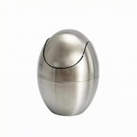 Desktop Trash Can Silver Small Garbage Bin Compact