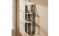 Handmade Macrame Hanging Shelf Double Layer Macrame Wall Shelf Cotton Rope Tassel Wall Organizer Tassels for Living Room, Bedroom, Nursery