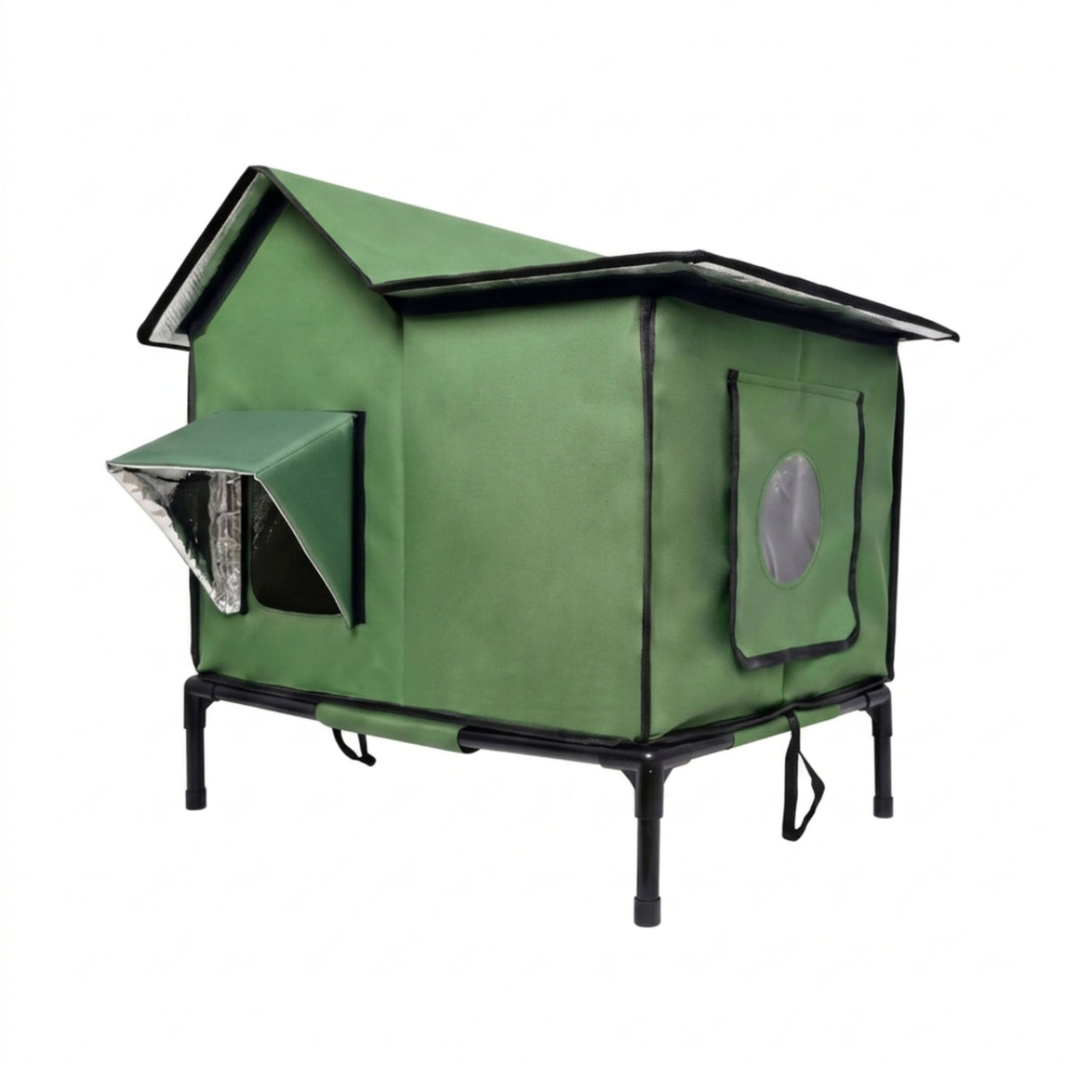 Elevated Cat House Waterproof Cat House with Raised Legs Heavy-Duty Pet Kennel for Backyard
