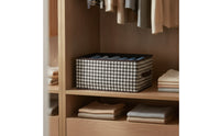 Houndstooth Storage Box Collapsible Textile Storage Box Closet Organizer Space-Saving Reinforced for Wardrobe, Shelves
