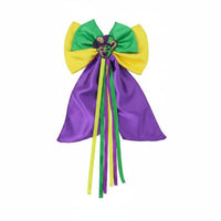 Violet Green Yellow Colors Feather Bow Hair Clip Festival Design Mardi Gras Hair Clip Colorful Fashion Accessory Eye-Catching for Girls, Carnival, Parade