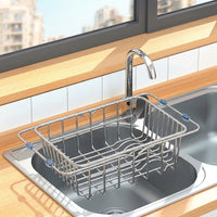 Kitchen Sink Strainer and Expandable Sink Basket, Stainless Steel Over Sink Drainer for Food Waste, Space Saving Modern Minimalist Style Design