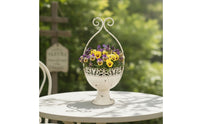 Pedestal Planter Antique Metal Planter with Stand Pedestal Flower Pot Classic Wide Opening for Home Decorators, Garden, Patio