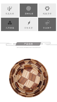 Round Wooden Serving Tray for Fruits, Cakes, and Snacks