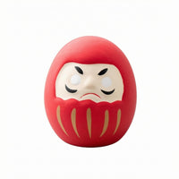 Stylized Face Daruma Figurine Matte Finish Daruma Doll Cartoon-Style Ceramic Figurine Display Piece