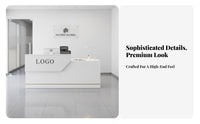 Compact Design Small Reception Desk Large Storage Space Modern Reception Desk Multi-Functional Retail Checkout Counter Sturdy Construction for Money Iers, Receptionists, Shopkeepers, Barbershop, Boutique, Office, Lobby