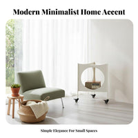 Minimalist Design Rolling Corner Table with Cutouts Small Footprint Rolling Storage Mobile Unit Multi-Purpose Nightstand Space-Saver for Apartment Dwellers, Homeowners, Students, Living Room, Bedroom, Paleice