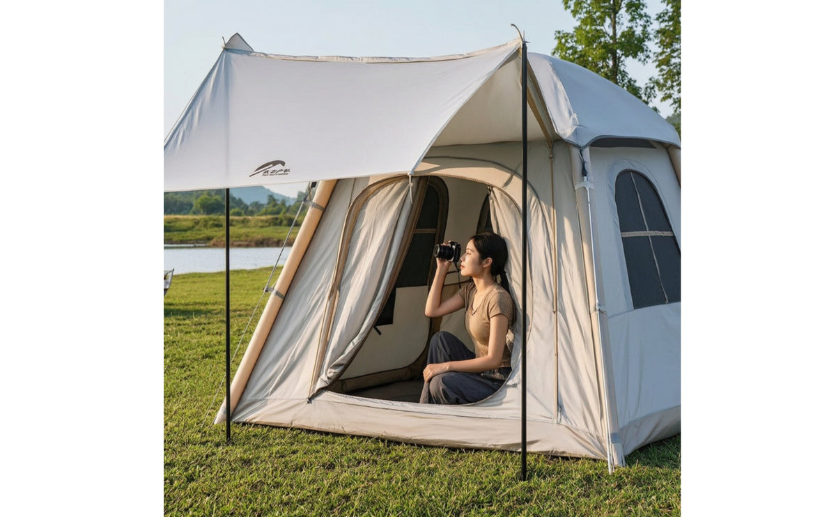 Inflatable Tent Single-Step Inflation Tent with Awning Quick Setup for Campers, Families, Camping, Picnics, Lakeside