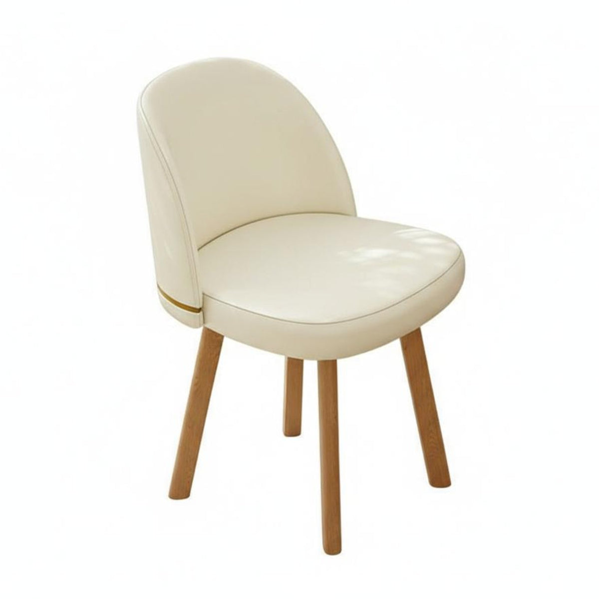 Creamy and design Upholstered rotating Chair with Casters Ergonomic supportrest Upholstered Vanity Chair Mobile Base Desk Seat Armless Design for Students, Makeup Users, Women, Study Room, Bedroom